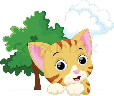 Cute cat cartoon on white background | Stock vector | Colourbox