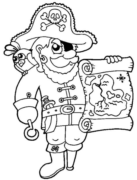 Treasure Map, : Awesome Pirate with Treasure Map Coloring Page Pirate ...