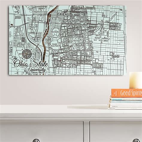 Ohio State University Campus Wood Map | Burnt Laser-Cut Wall Map