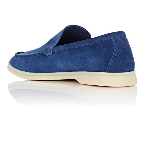 Loro Piana Summer Walk Suede Loafers in Blue for Men - Lyst