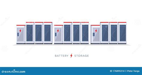 Battery Storage System With Electric Solar Wind Power Station Vector ...