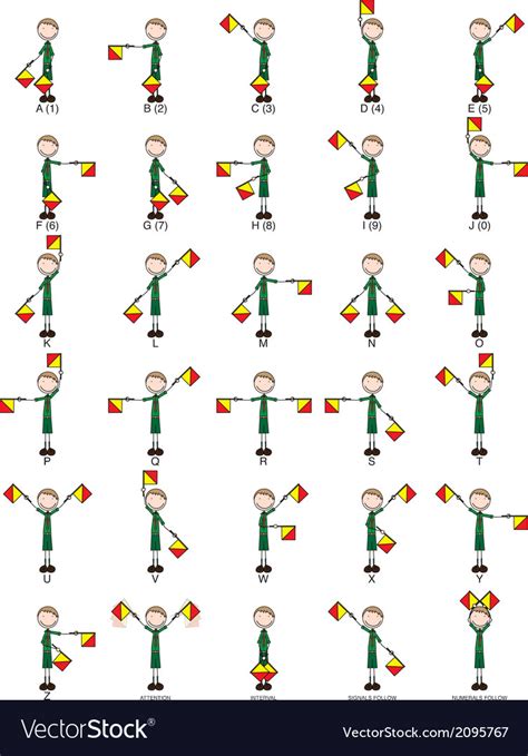 Two-flag semaphore signals Royalty Free Vector Image