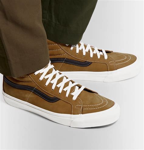 Vans - OG SK8-Hi LX Leather-Trimmed Nubuck High-Top Sneakers - Brown Vans