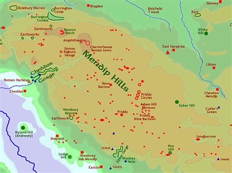 Ancient and sacred sites around Glastonbury - Glastonbury | Map of its Ancient Landscape and Ley ...