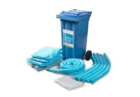 Oil Spill Kit - 120 litre wheeled bin - absorbents up to 134 Litres - Spill Kits Direct