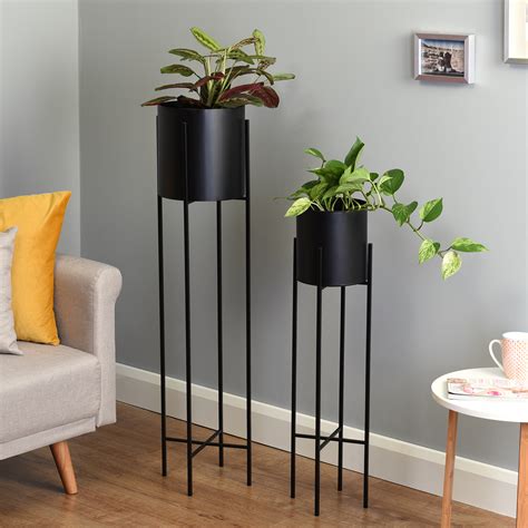 Hartleys Deep Tall Modern Plant Pot with Stands Set Modern Freestanding Planter | eBay