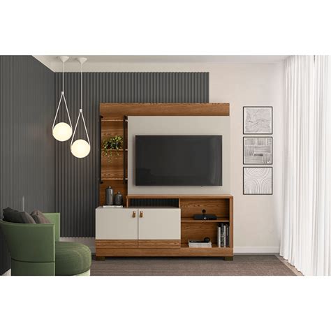 Estante Home Linea Brasil Alagoas até 50" Freijó / Off White - Lojas Afubra | Eletrodomésticos ...