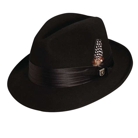 Stacy Adams Snap Brim Wool Felt Fedora -Black — SetarTrading Hats