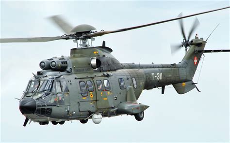 Download wallpapers 4k, Eurocopter AS332 Super Puma, Swiss Air Force ...