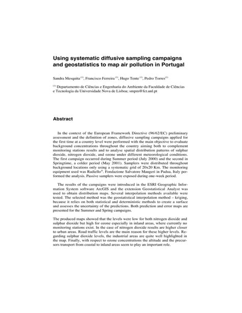 Using systematic diffusive sampling campaigns