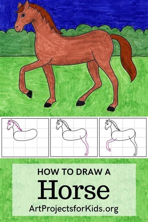 How to Draw a Walking Horse · Art Projects for Kids in 2021 | Easy horse drawing, Easy animal ...