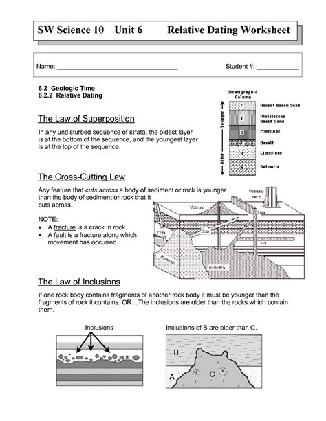 Relative Dating Worksheet Answer Key - Zipworksheet.com