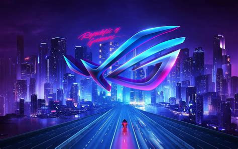 2880x1800 Republic Of Gamers, Asus, Neon City, Cityscape for MacBook ...