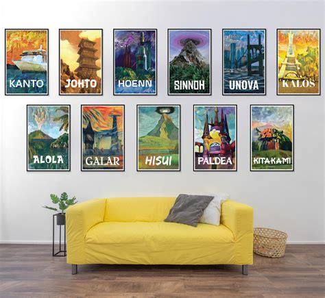 Pokemon Region Posters Artistic Renditions of the Various Pokemon Generations - Etsy