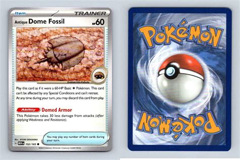 Antique Dome Fossil #152 Scarlet & Violet 151 Pokemon 2023 Common TCG Card