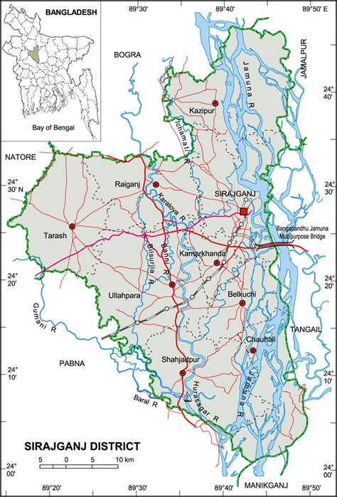 Maps of Bangladesh: Sirajganj District