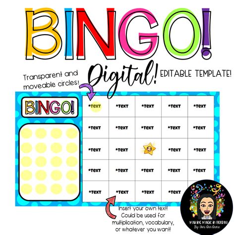 Digital & Editable: Bingo Template! | Bingo template, Bingo, Templates