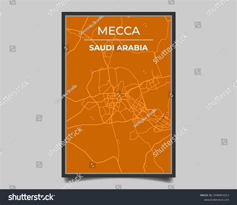 Mecca City Map Largest City World Stock Vector (Royalty Free) 2098851013