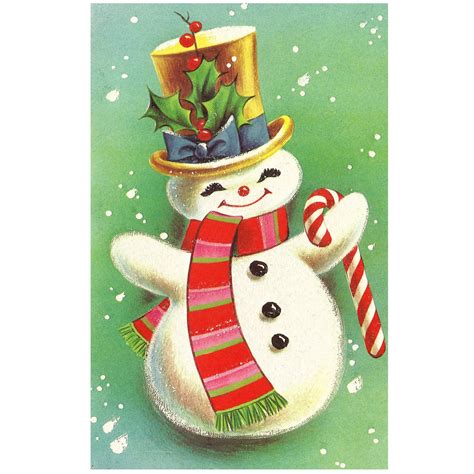 Vintage Christmas Snowman Poster - Etsy | Vintage christmas cards ...