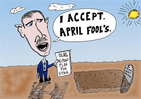 Bashar Assad April Fool's Cartoon Drawing by Yasha Harari