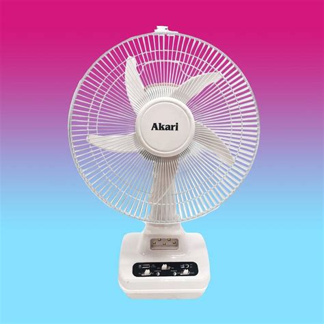 Akari ARF-5313F 12" Rechargeable Oscillating Fan w/ LED Night Light ...