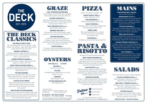 The Deck Menu, Menu for The Deck, Frankston, Melbourne - Urbanspoon/Zomato