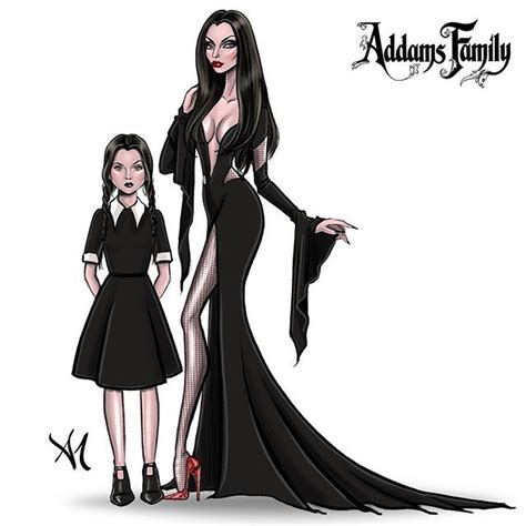 Morticia & Wednesday Addams by Armand Mehidri | Fashion sketches ...