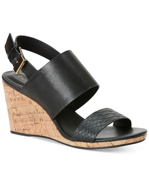 Calvin klein Women'S Bibbi Wedge Sandals - Only At Macy'S in Black | Lyst