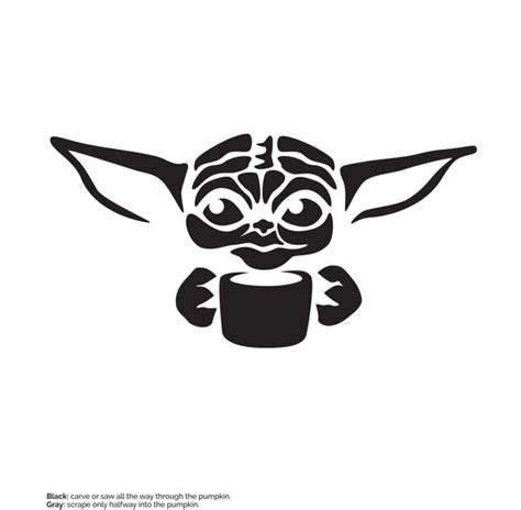 Star Wars: Mandalorian: Baby Yoda (Pumpkin Stencil - Pumpkin Pattern - Pumpkin Template - Jack-o ...