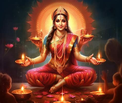 Blessings of Lakshmi on Diwali | Premium AI-generated image