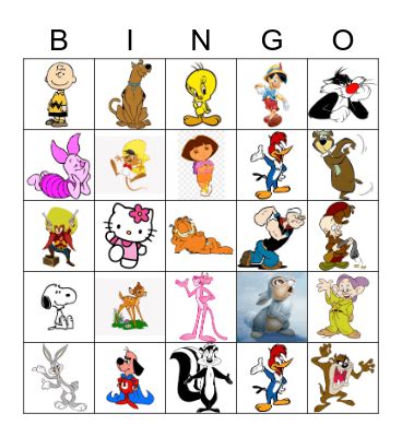 Cartoon Bingo Cards on Bingo Baker