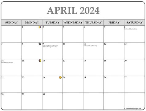 April 2024 Lunar Calendar | Moon Phase Calendar