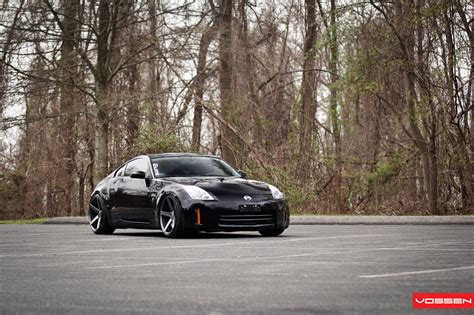 Black Nissan 350Z Dropped on Colormatched Vossen Rims With Deep Concave ...