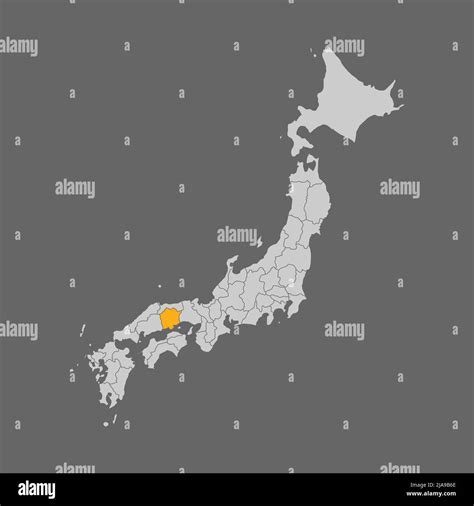 Okayama prefecture highlight on the map of Japan Stock Vector Image ...