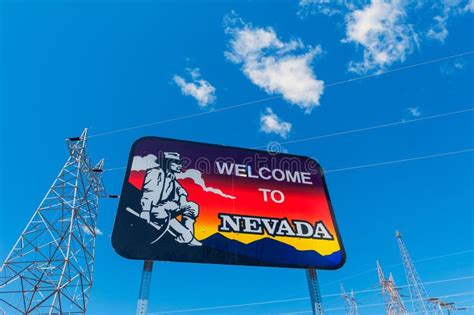 Welcome To Nevada State Border Sign Stock Photo - Image of trip, sign ...