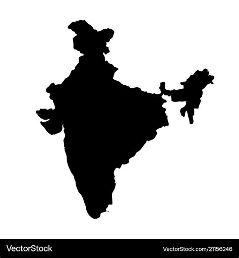 Map india isolated black Royalty Free Vector Image