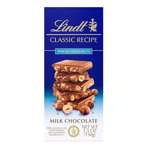 Lindt Classic Recipe Whole Hazelnuts Milk Chocolate Candy Bar - 5.3oz : Target