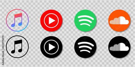 Apple Music, Spotify, YouTube Music, SoundCloud - a set of logos for ...