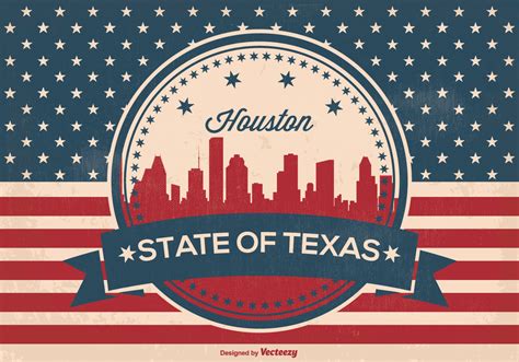 Retro Style Houston Skyline Illustration - Download Free Vector Art ...