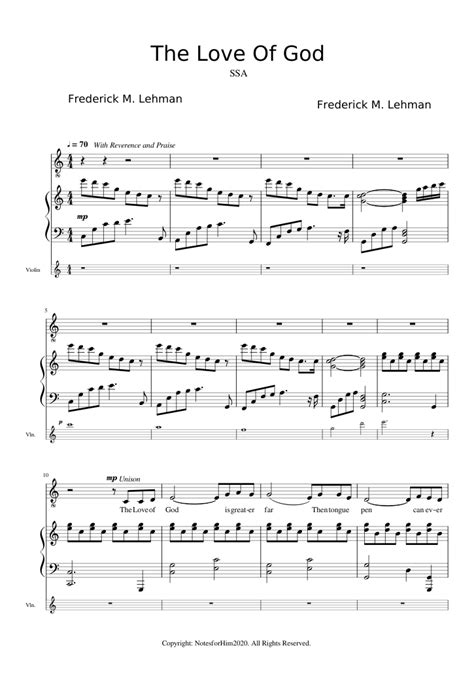 The Love Of God Sheet music for Piano, Violin, Vocals (Women’s Choir) | Musescore.com