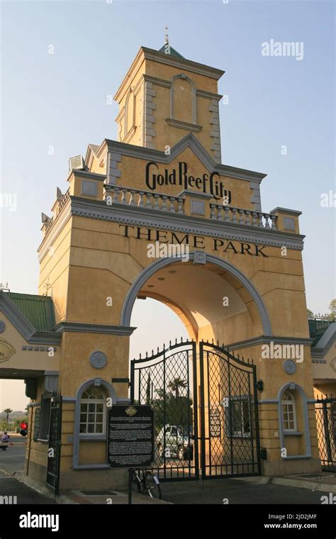 Front entrance arch to Gold Reef City Theme Park, Johannesburg, Gauteng ...