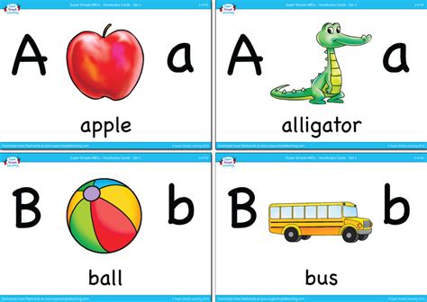 Alphabet Vocabulary Flashcards - Set 1 - Super Simple