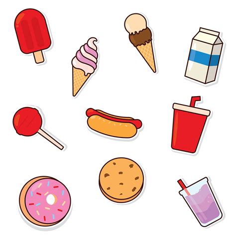 Set of colored food emoji icons Vector 28154202 Vector Art at Vecteezy