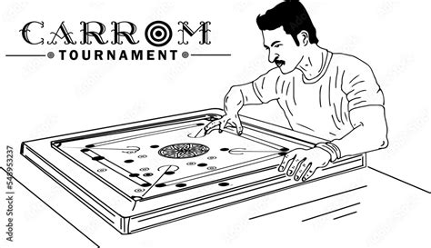 Carrom Board player vector illustration, Carrom Board player sketch ...