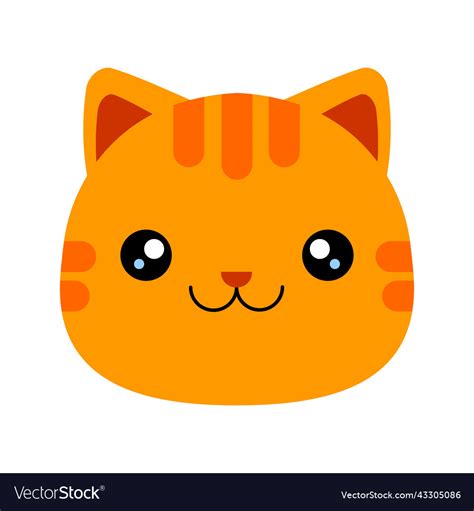 Cartoon head of a cute ginger orange tabby cat Vector Image