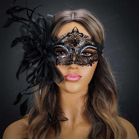 Black Feather Masquerade Masks with Feathers US FREE SHIP