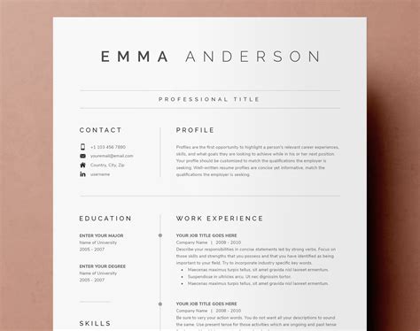 Clean Modern Resume Template 4 Page CV Template Cover - Etsy Australia