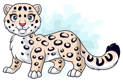 Cartoon funny snow leopard cartoon isolated on white background ...