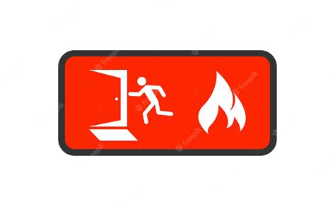 Premium Vector | Sign with red fire exit sign on white background. Warning icon. Information icon.