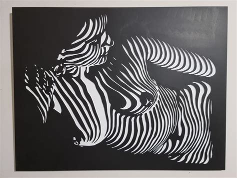 3D carved optical lady silhouette art, optical illusion, black and white art, abstract geometric ...